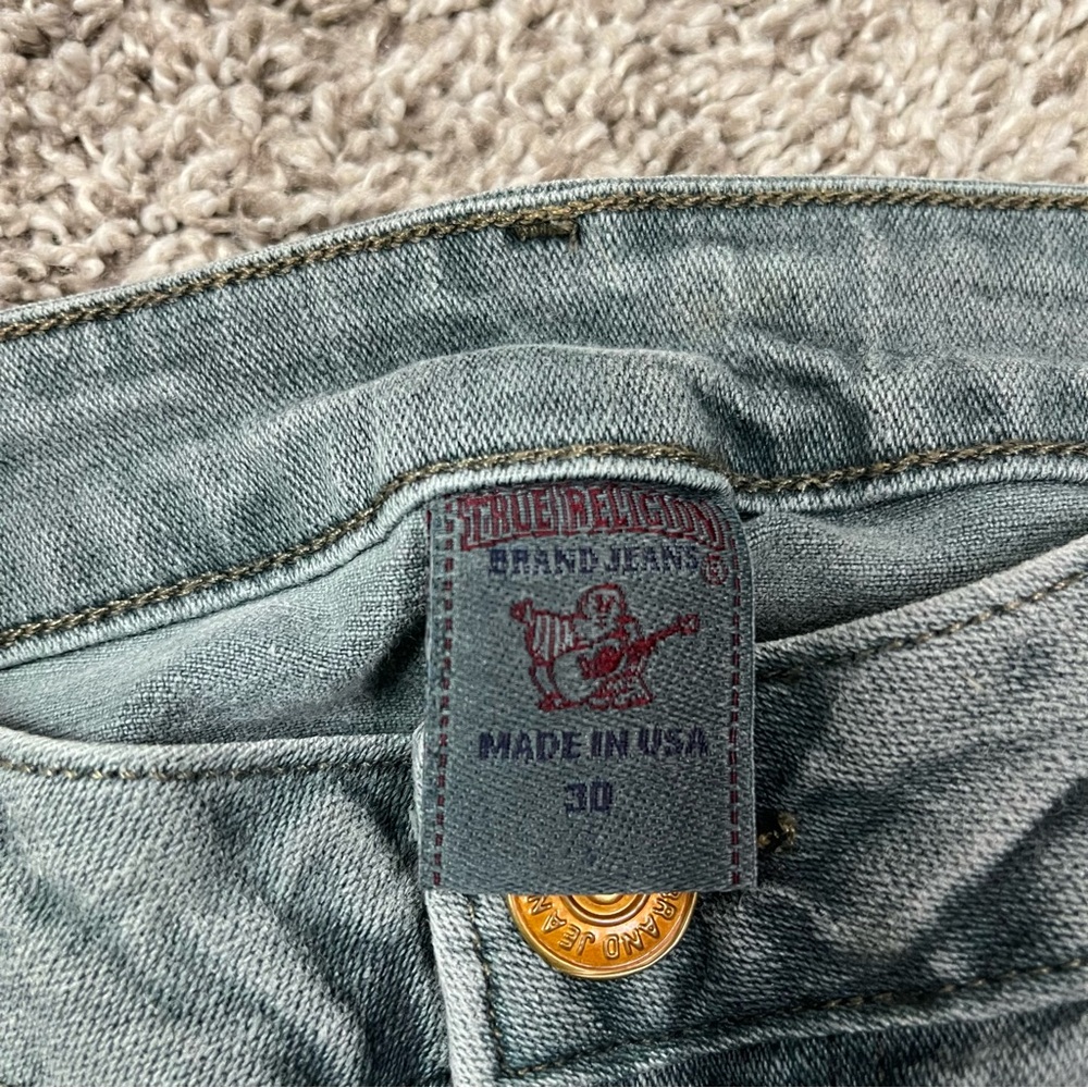 True Religion Becky Bootcut Flare Jeans Greenish Wash Size 30 Made in USA - Picture 8 of 14